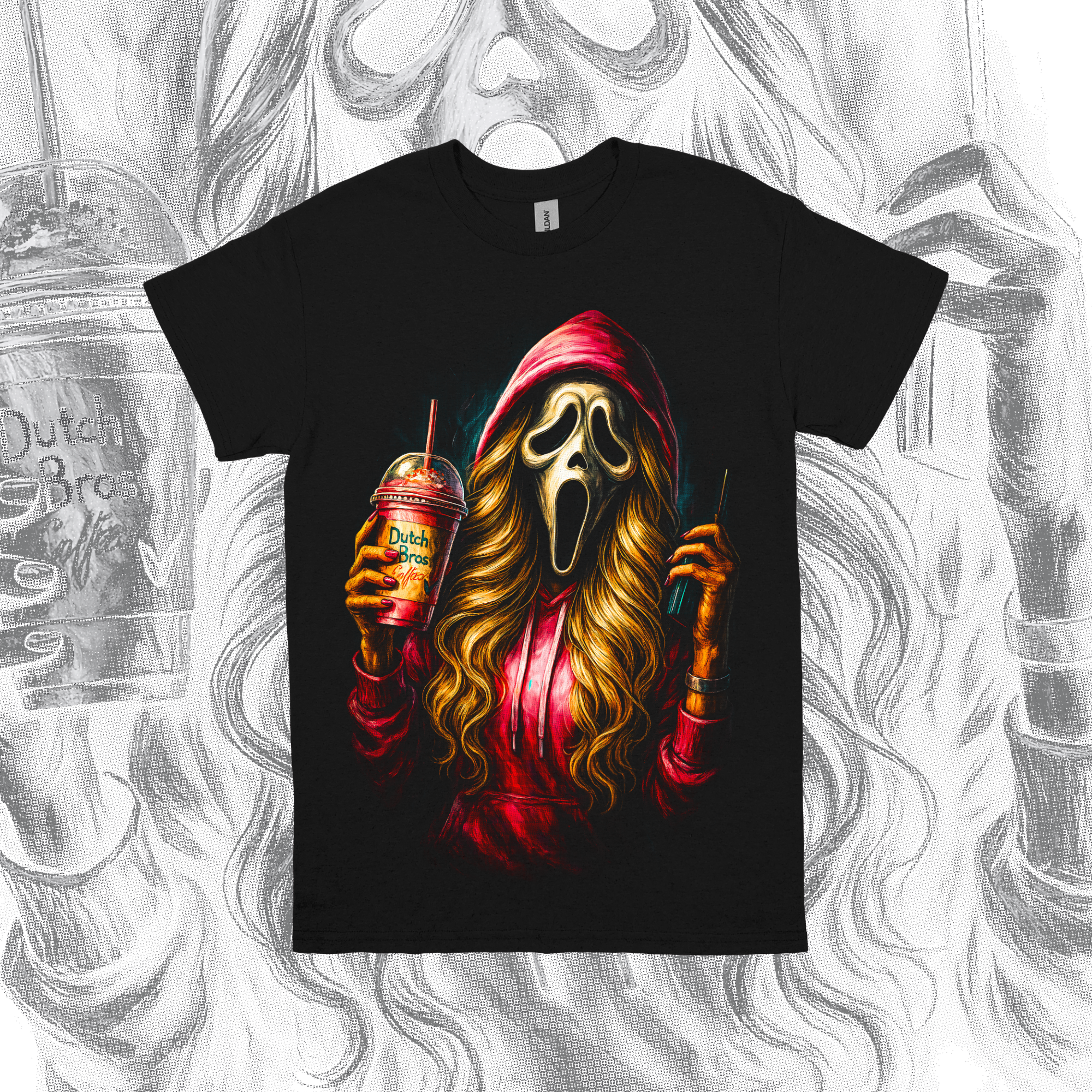 Caffeine & Chaos Tee ☕🔪😱